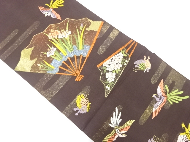 JAPANESE KIMONO / ANTIQUE FUKURO OBI / SILK / WOVEN PHOENIX & BUTTERFLY